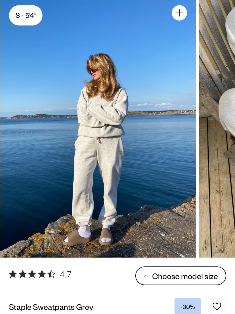 Djerf Avenue Staple Sweatpants and Crewneck Sweater Set in Light Grey